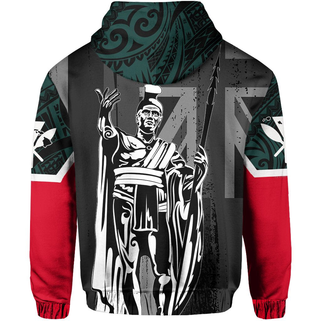 Hawaii King Flag Polynesian Hoodie (Zip up) Turquoise - Polynesian Pride