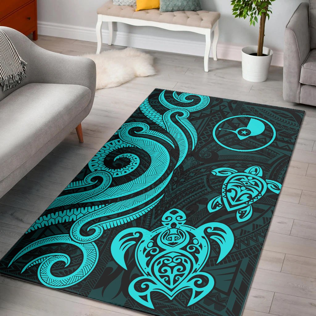 Yap Area Rug - Turquoise Tentacle Turtle Turquoise - Polynesian Pride