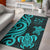 Fiji Area Rug - Turquoise Tentacle Turtle Crest - Polynesian Pride