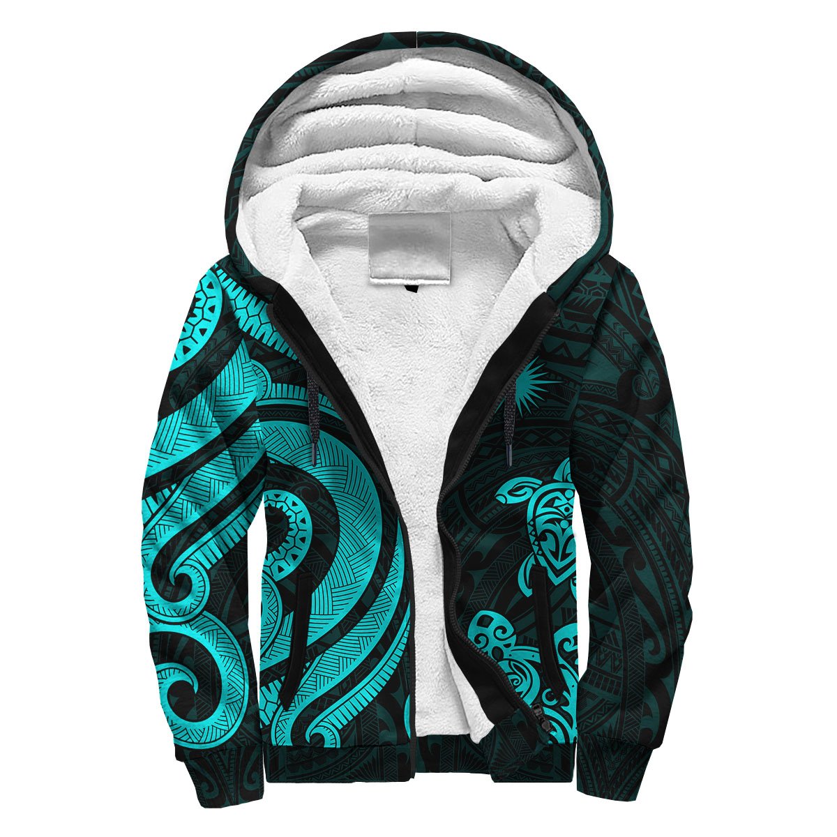 Marshall Islands Sherpa Hoodie - Turquoise Tentacle Turtle Turquoise - Polynesian Pride