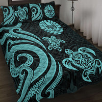 Tahiti Quilt Bed Set - Turquoise Tentacle Turtle Turquoise - Polynesian Pride
