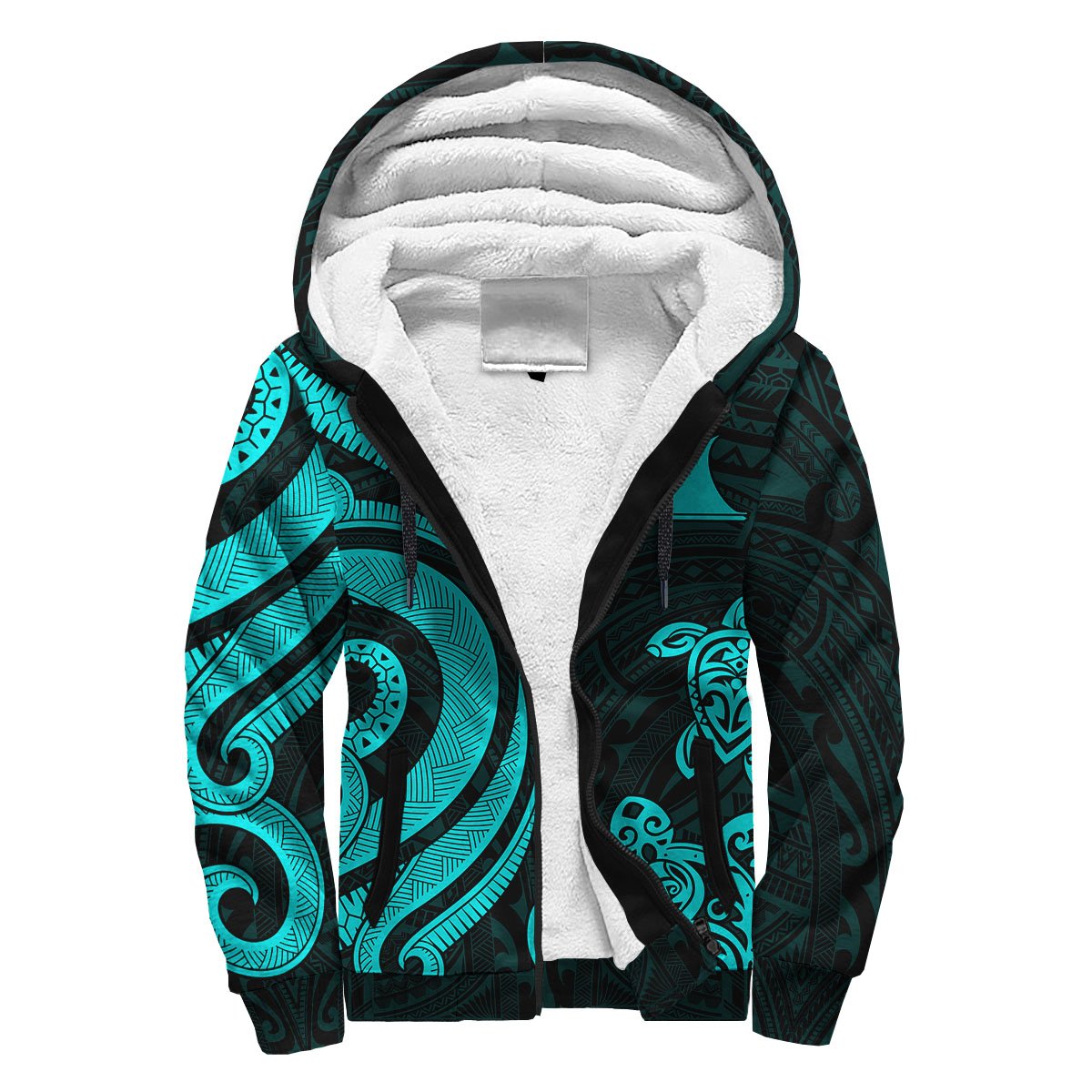 Tokelau Sherpa Hoodie - Turquoise Tentacle Turtle Turquoise - Polynesian Pride