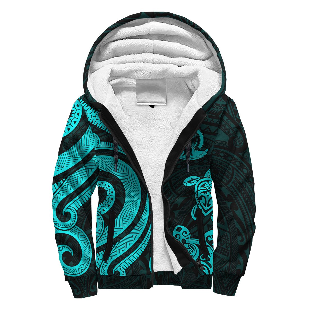 Vanuatu Sherpa Hoodie - Turquoise Tentacle Turtle Turquoise - Polynesian Pride