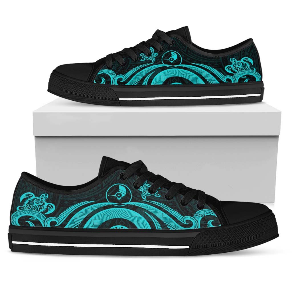 Yap Low Top Canvas Shoes - Turquoise Tentacle Turtle White - Polynesian Pride