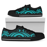 Yap Low Top Canvas Shoes - Turquoise Tentacle Turtle White - Polynesian Pride