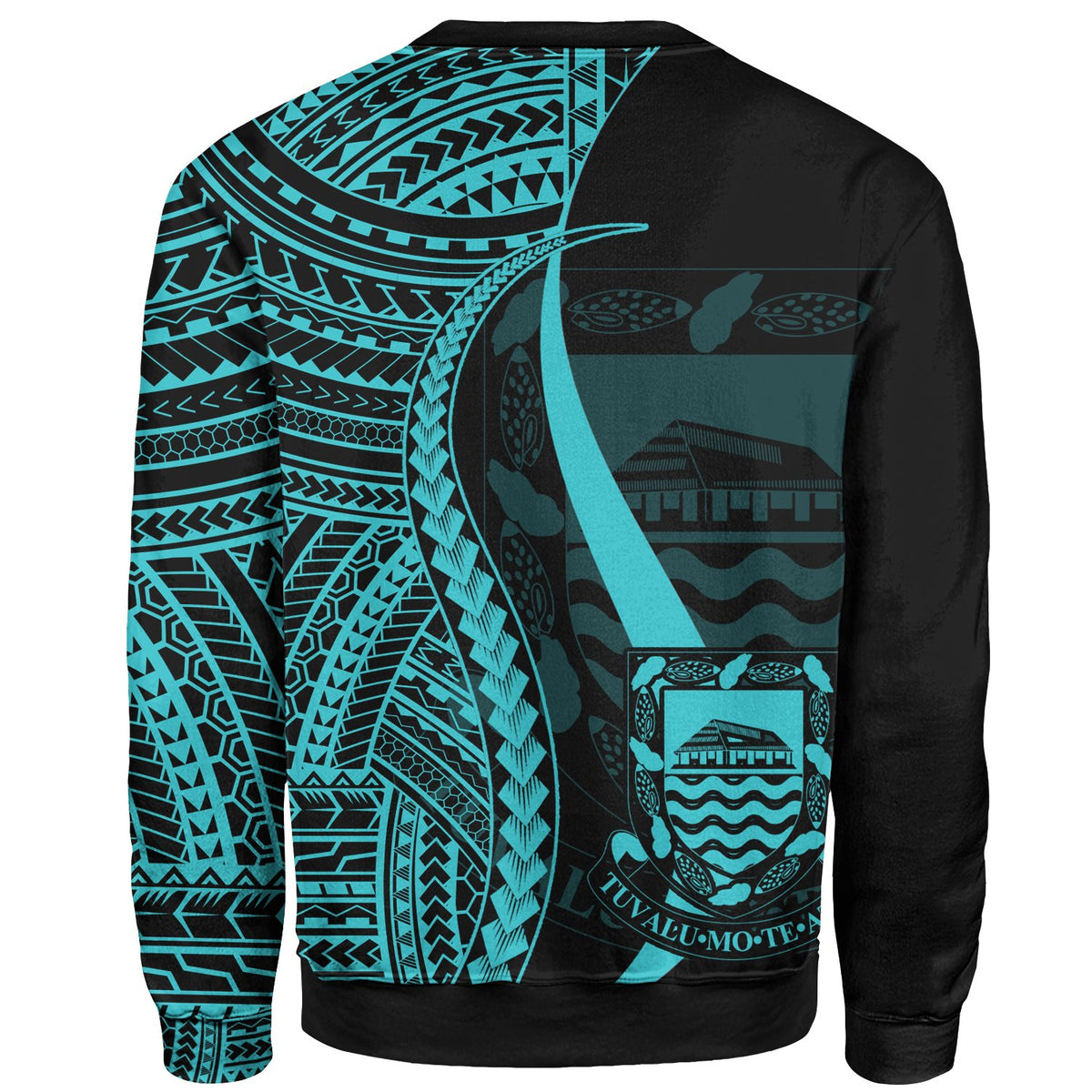 Tuvalu Custom Personalised Sweatshirt - Turquoise Polynesian Tentacle Tribal Pattern - Polynesian Pride