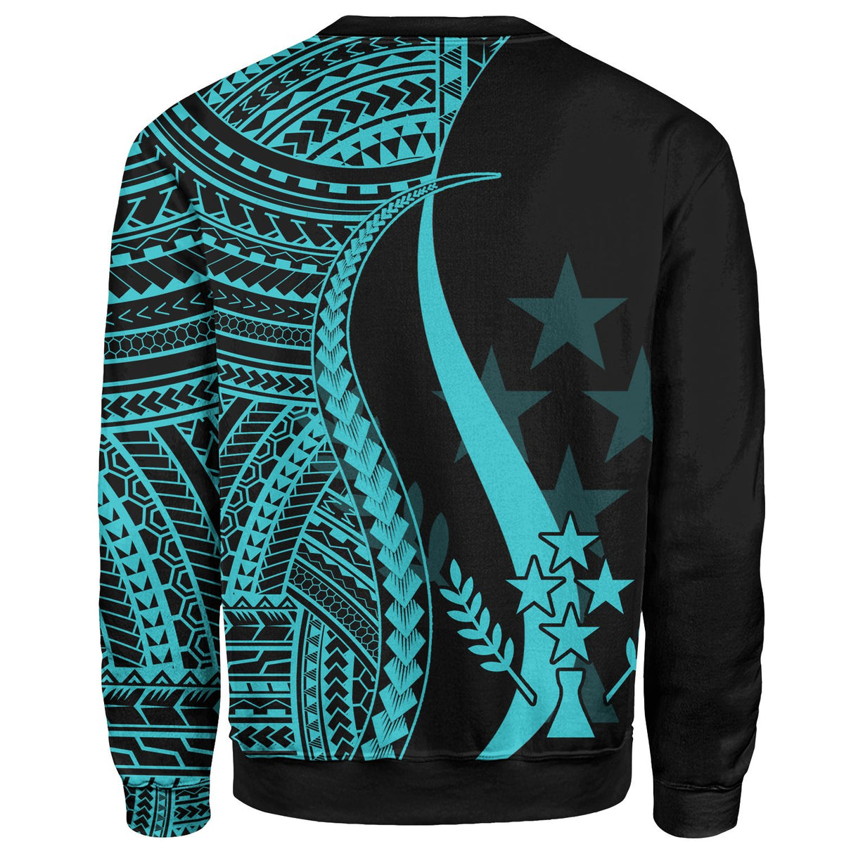 Kosrae Custom Personalised Sweatshirt - Turquoise Polynesian Tentacle Tribal Pattern - Polynesian Pride