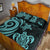 Marshall Islands Quilt Bed Set - Turquoise Tentacle Turtle Crest - Polynesian Pride