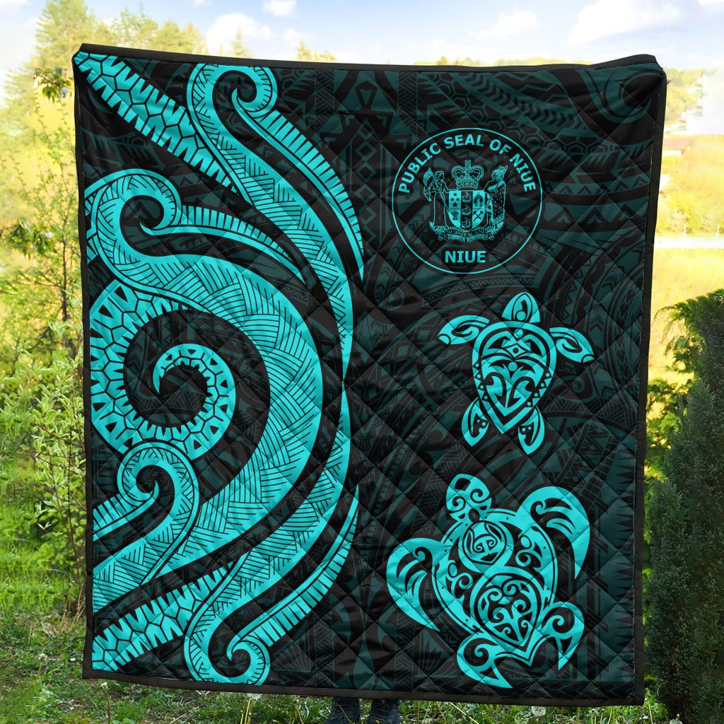 Niue Premium Quilt - Turquoise Tentacle Turtle - Polynesian Pride