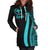 Hawaii Women's Hoodie Dress - Turquoise Polynesian Tentacle Tribal Pattern - Polynesian Pride