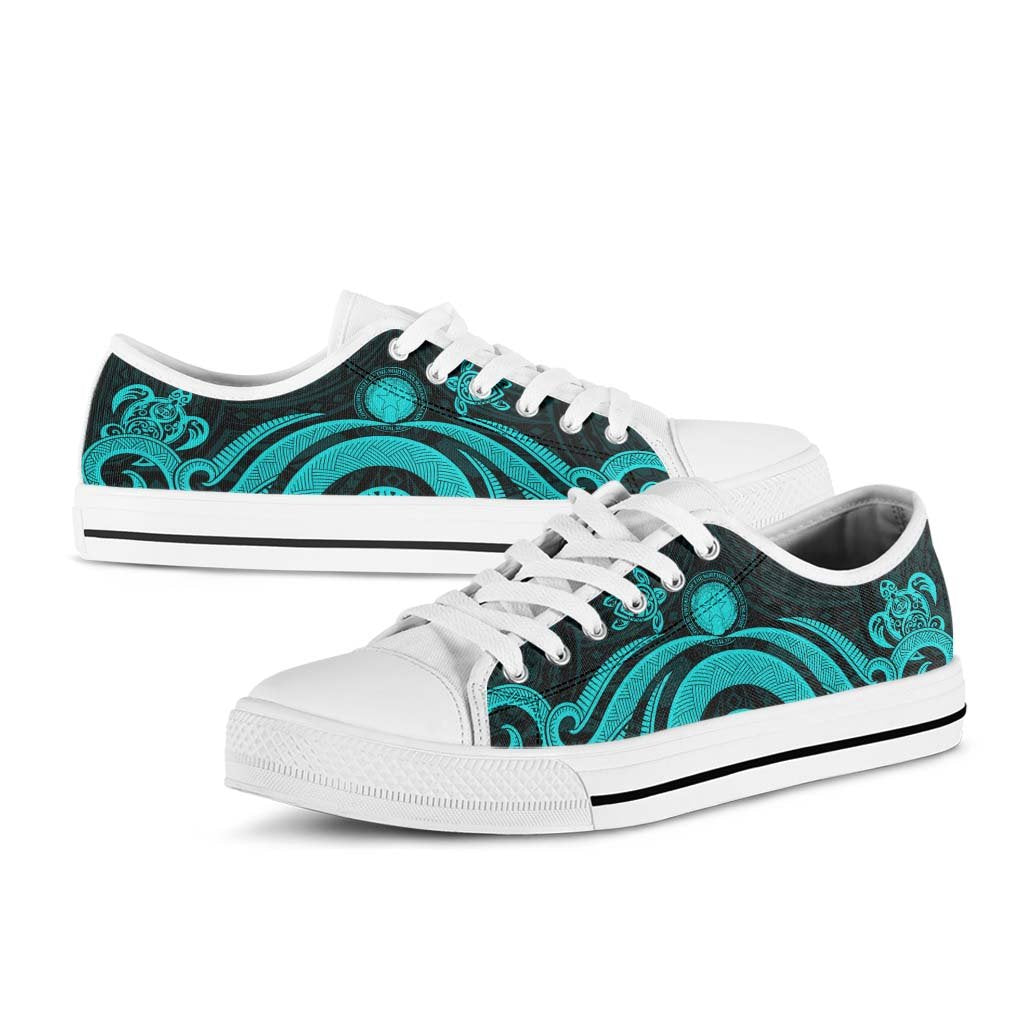 Northern Mariana Islands Low Top Canvas Shoes - Turquoise Tentacle Turtle - Polynesian Pride