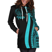 Palau Women's Hoodie Dress - Turquoise Polynesian Tentacle Tribal Pattern - Polynesian Pride