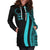 Cook Islands Women's Hoodie Dress - Turquoise Polynesian Tentacle Tribal Pattern - Polynesian Pride