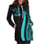 Kosrae Women's Hoodie Dress - Turquoise Polynesian Tentacle Tribal Pattern - Polynesian Pride