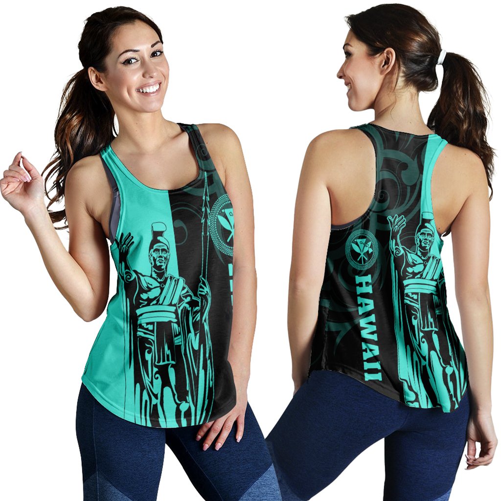 Hawaii King Polynesian Women's Racerback Tank - Lawla Style Turquoise - AH Turquoise - Polynesian Pride