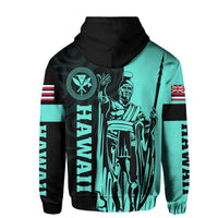 Hawaii King Polynesian Hoodie Lawla Style Turquoise - Polynesian Pride