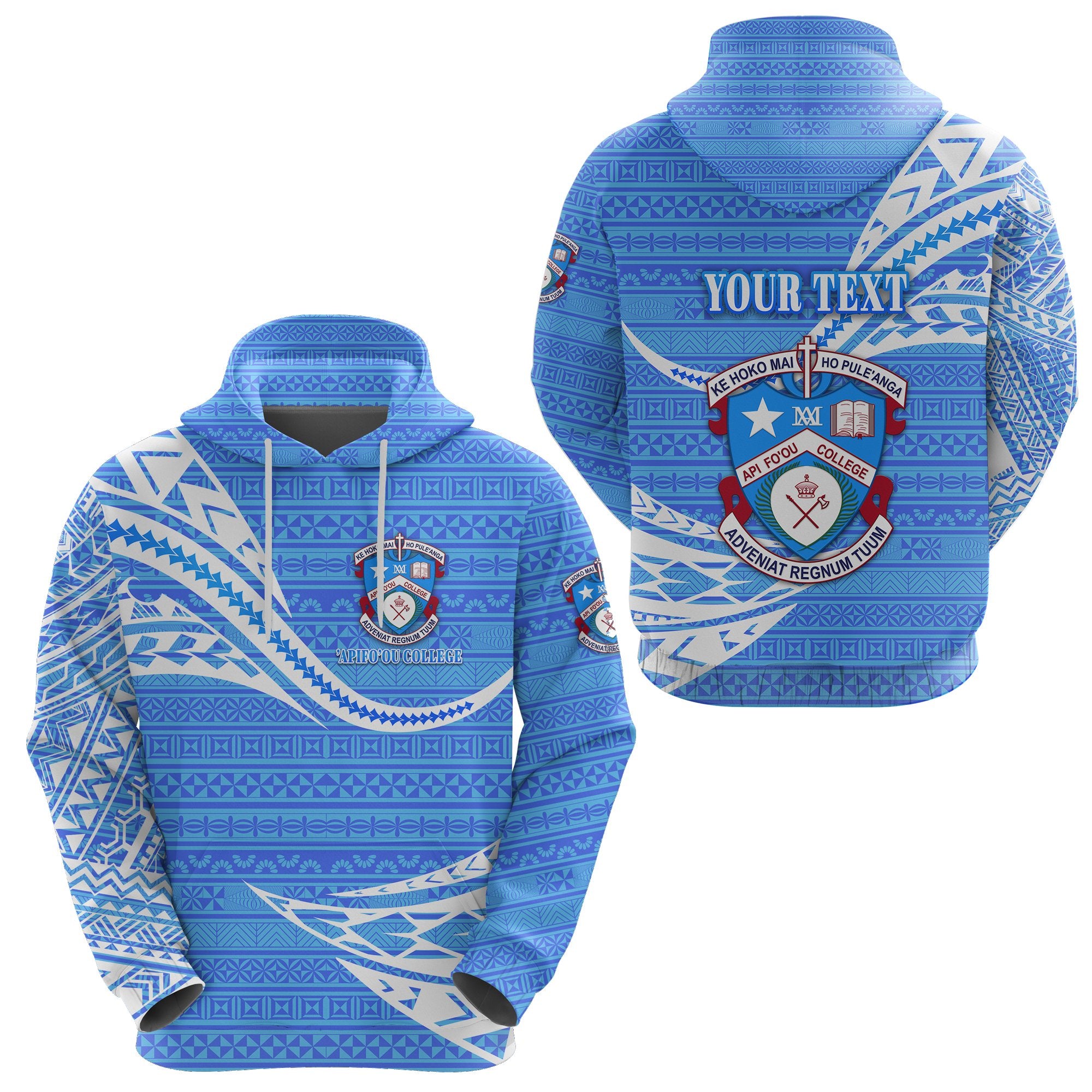 Custom Apifoou College Tonga Hoodie Unique Version Blue Unisex Blue - Polynesian Pride