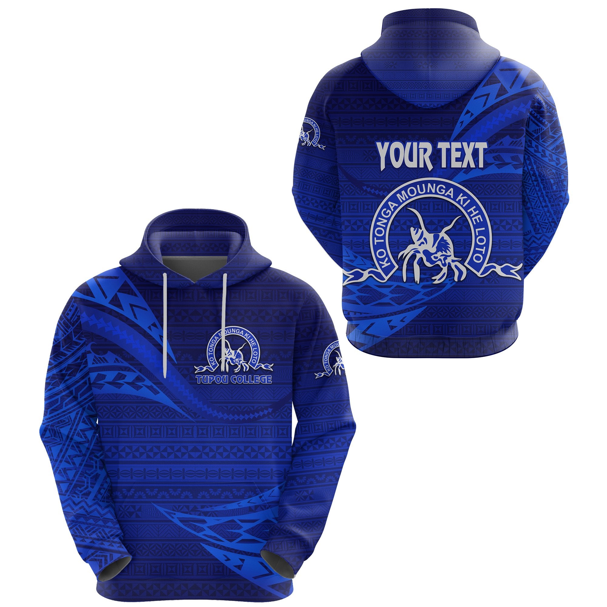 Custom Kolisi Ko Tupou College Tonga Hoodie Unique Version Full Blue Unisex Blue - Polynesian Pride