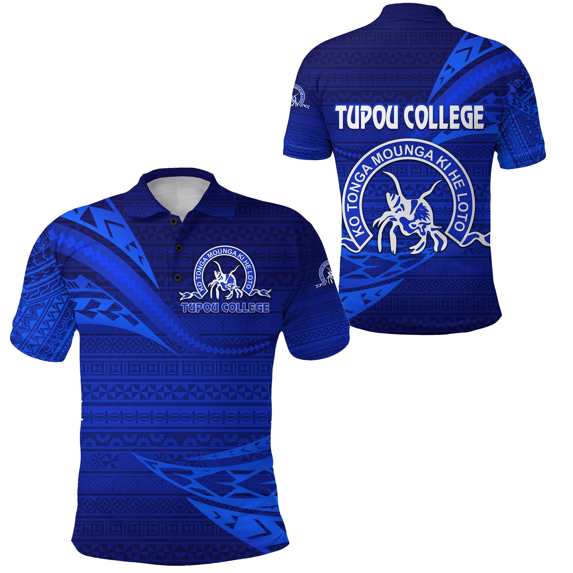 Kolisi Ko Tupou College Tonga Polo Shirt Unique Version Full Blue Unisex Blue - Polynesian Pride