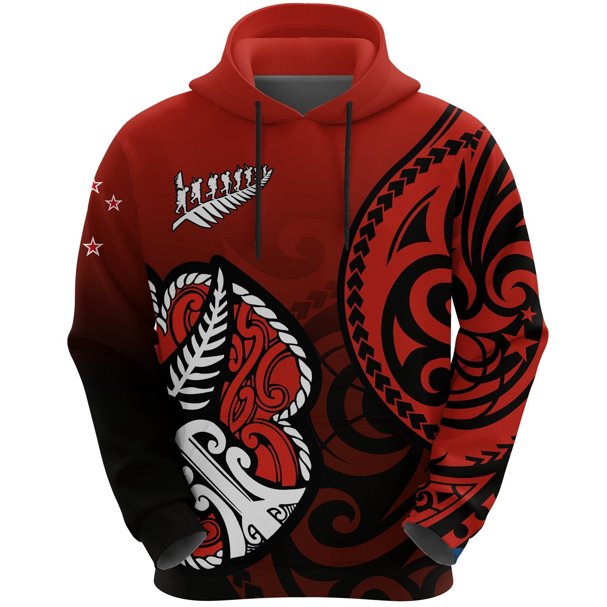 New Zealand Lest We Forget Hoodie, Maori Poppies Pullover Hoodie Unisex Red - Polynesian Pride