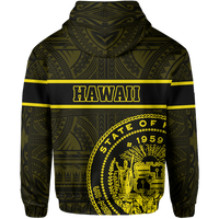 Polynesian Kakau Kanaka Seal of Hawaii Hoodie Yellow - Polynesian Pride