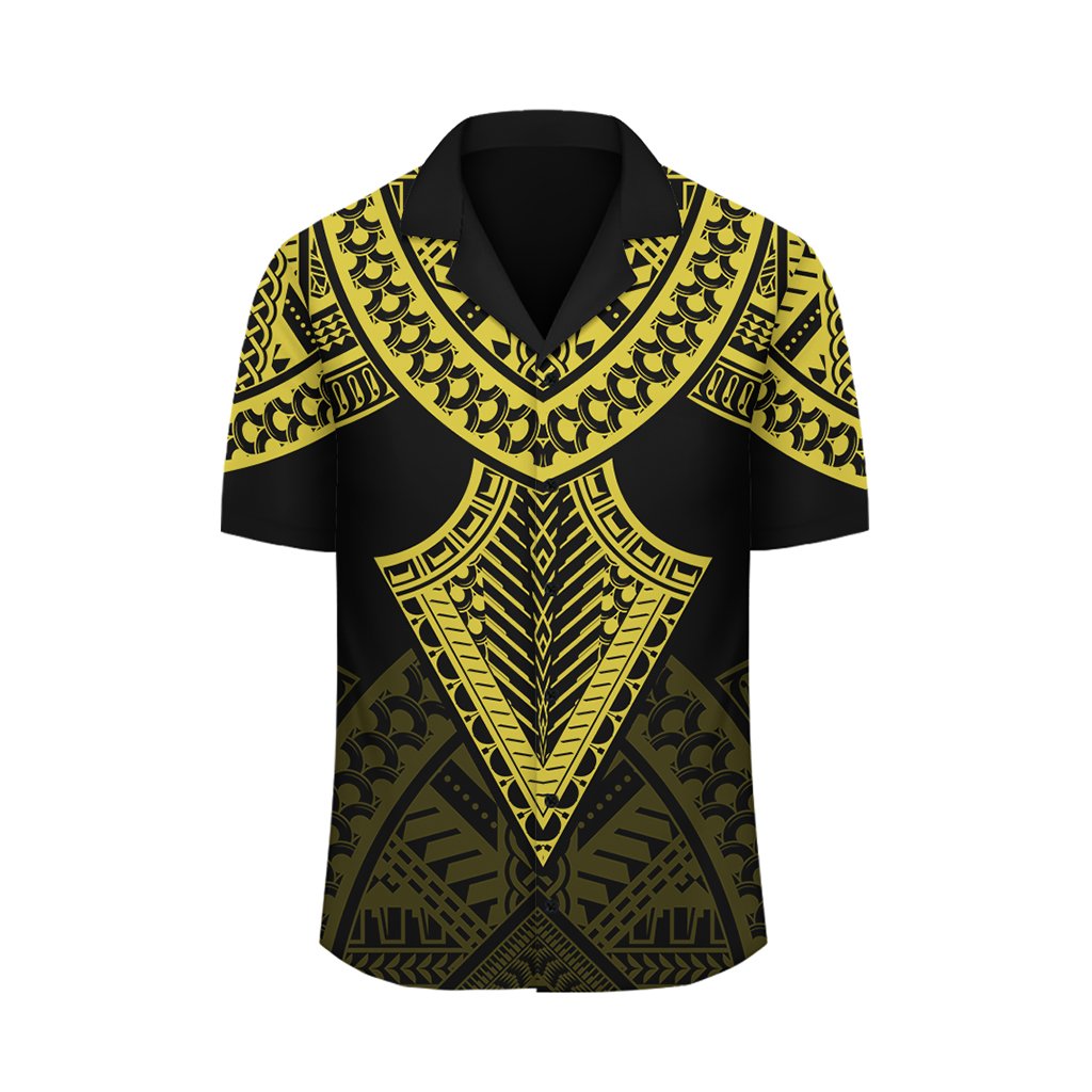 Hawaii Polynesian Limited Hawaiian Shirt - Tab Style Yellow - AH - Polynesian Pride