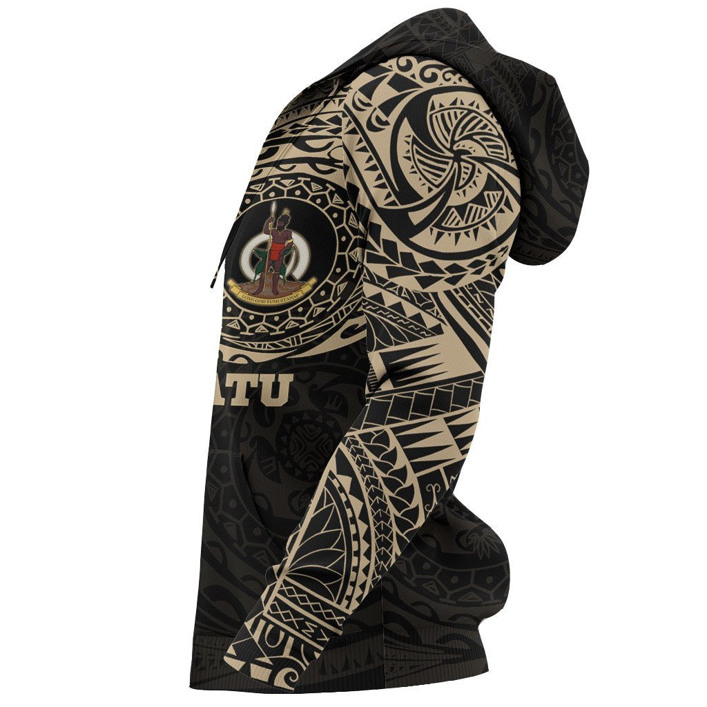 Vanuatu Hoodie Vanuatu Coat of Arms Polynesian Tattoo Style - Polynesian Pride