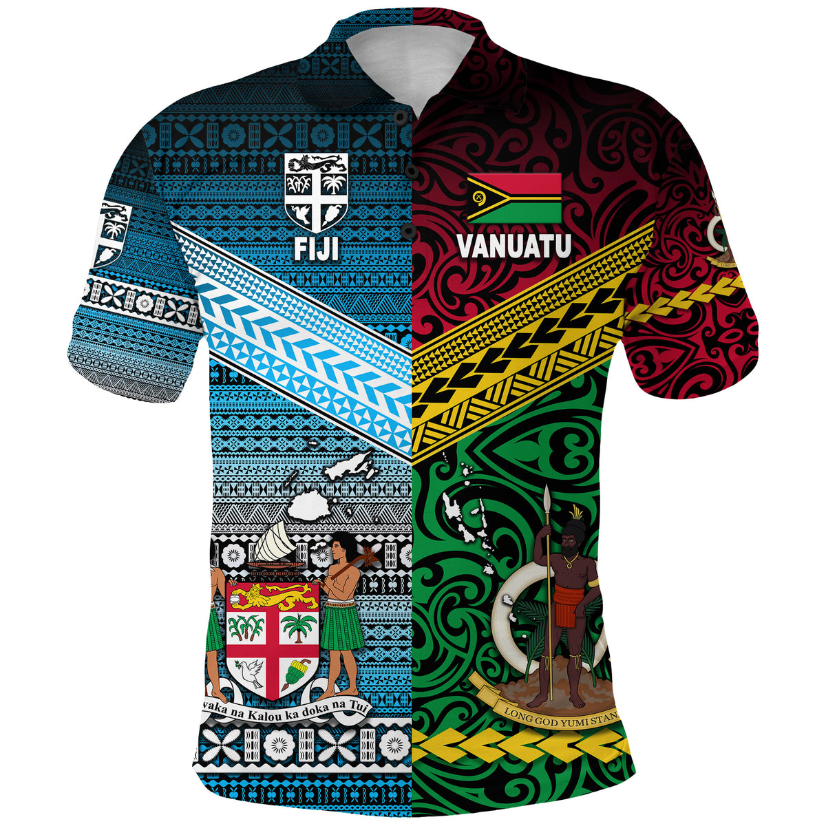 Custom Vanuatu Fiji Polo Shirt Together Blue, Custom Text and Number LT8 - Polynesian Pride