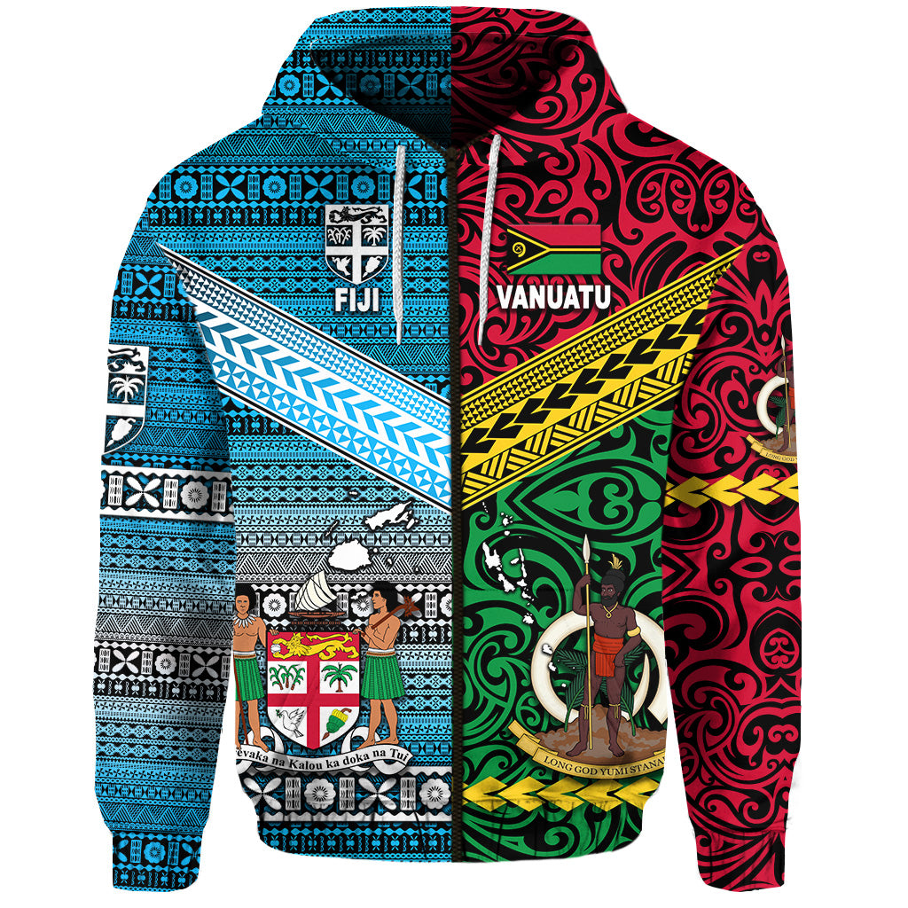 Vanuatu Fiji Zip Hoodie Together Bright Color LT8 - Polynesian Pride