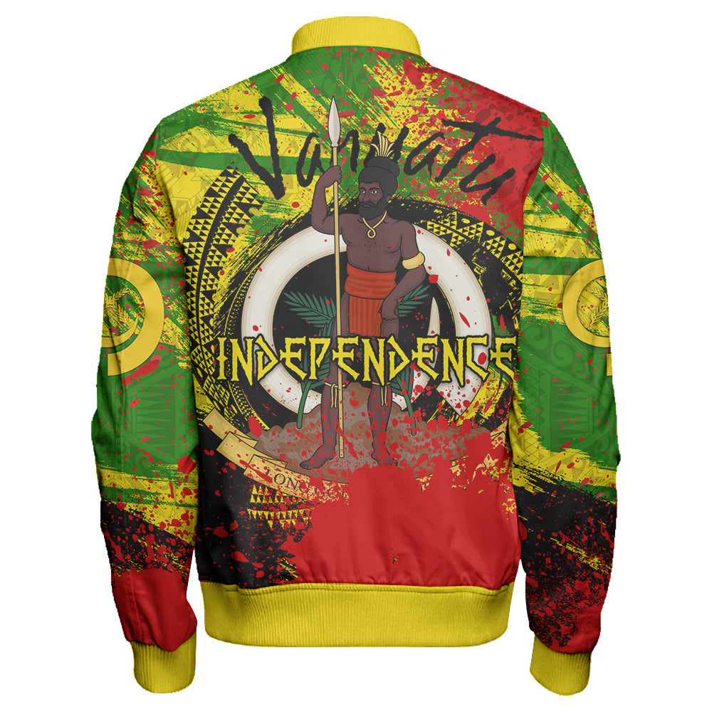 Vanuatu Independence Day Grunge Sleeve Zip Bomber Jacket LT10 - Polynesian Pride