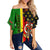 Vanuatu Flag Pattern Style Off Shoulder Wrap Waist Top LT10 Women Yellow - Polynesian Pride