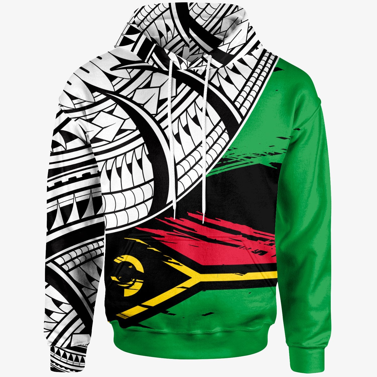 Vanuatu Custom Hoodie Vanuatu Flag Style With Claw Pattern Unisex Green - Polynesian Pride