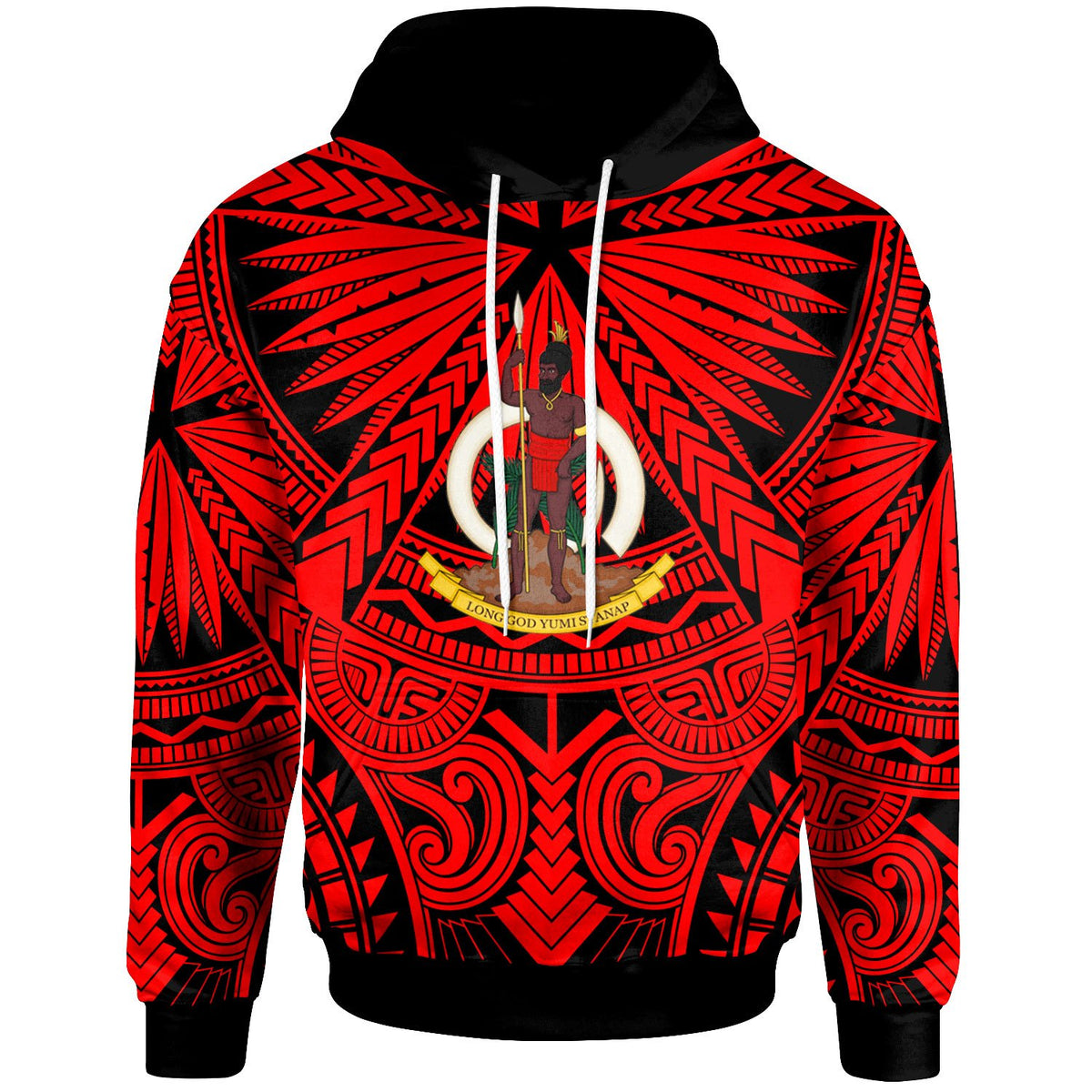 Vanuatu Hoodie Classic Vignette Style Unisex Red - Polynesian Pride