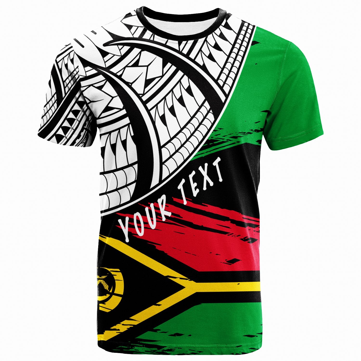 Vanuatu Custom T Shirt Vanuatuan Flag Style With Claw Pattern Unisex Green - Polynesian Pride