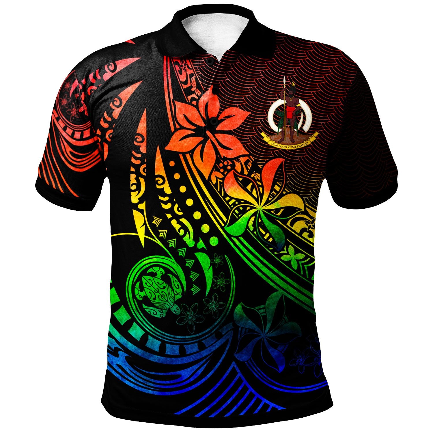 Vanuatu Polo Shirt The Flow Of The Ocean Rainbow Color Unisex Rainbow - Polynesian Pride