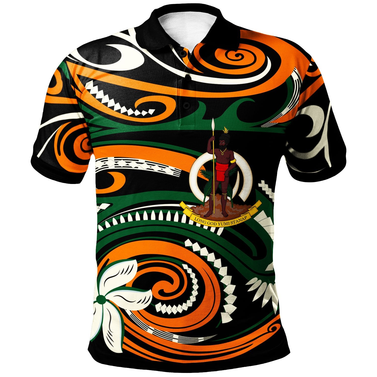 Vanuatu Polo Shirt Vortex Style Unisex Orange - Polynesian Pride