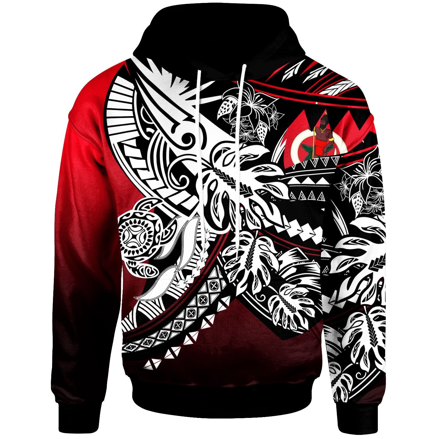 Vanuatu Hoodie Tribal Jungle Pattern Red Color Unisex Red - Polynesian Pride