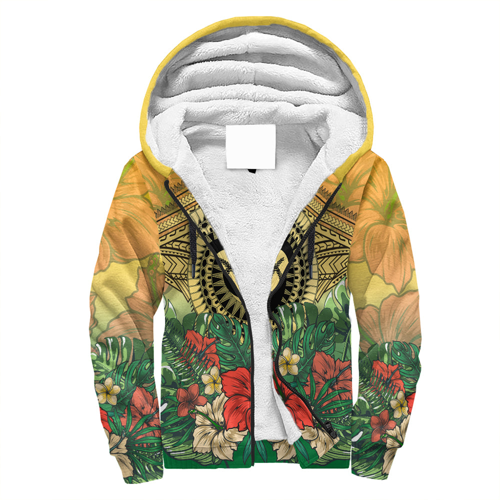 Vanuatu Polynesian Hibiscus Sherpa Hoodie LT10 Unisex Yellow - Polynesian Pride