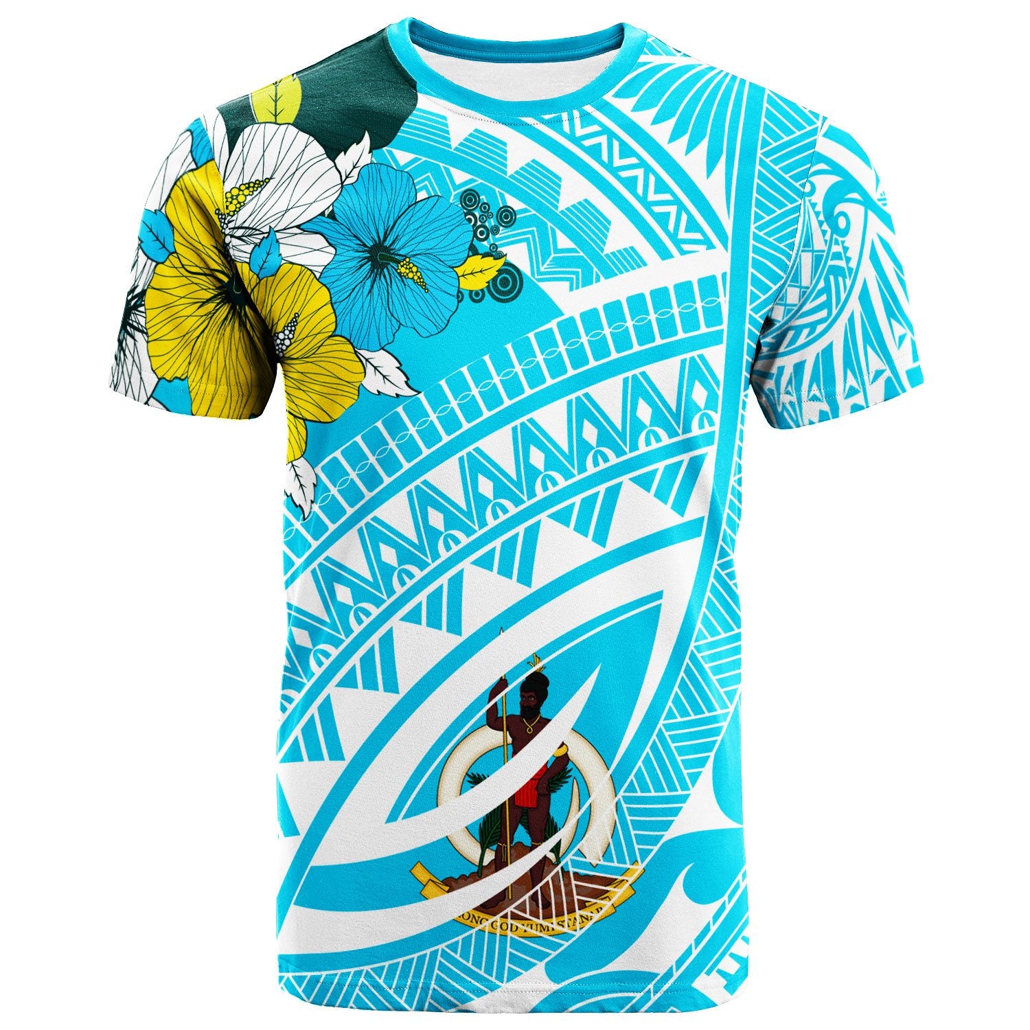 Vanuatu Polo Shirt Polynesian Pattern Aquamarine Stone Color Unisex Blue - Polynesian Pride