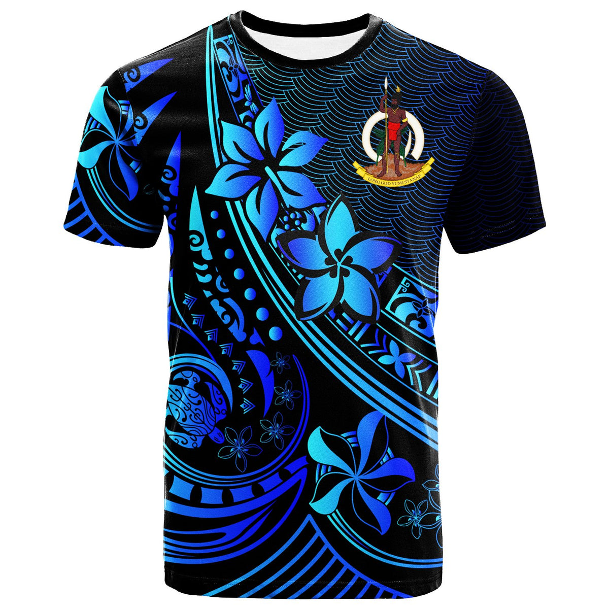 Vanuatu T Shirt The Flow of The Ocean Blue Unisex Black - Polynesian Pride