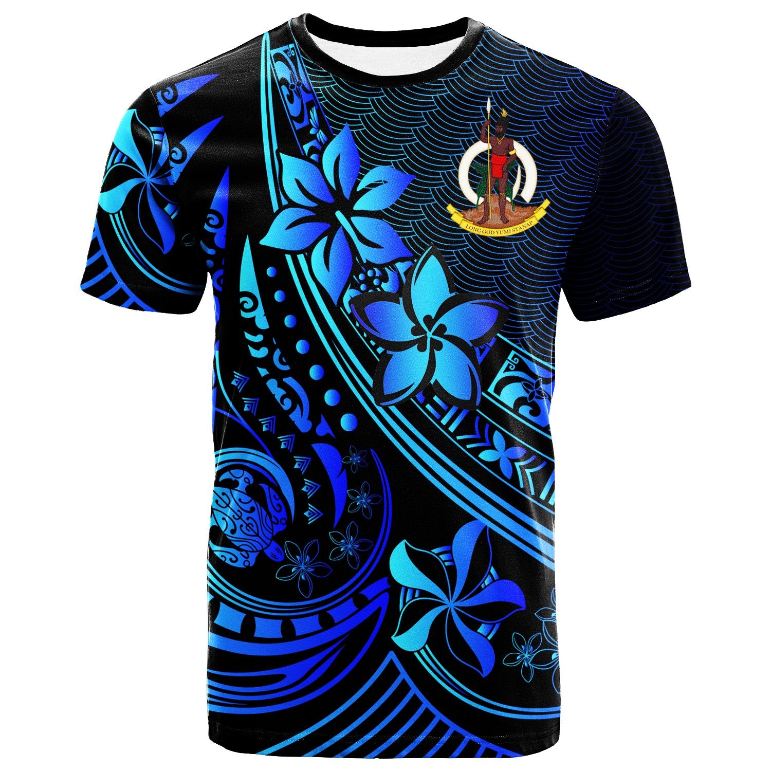 Vanuatu T Shirt The Flow of The Ocean Blue Unisex Black - Polynesian Pride