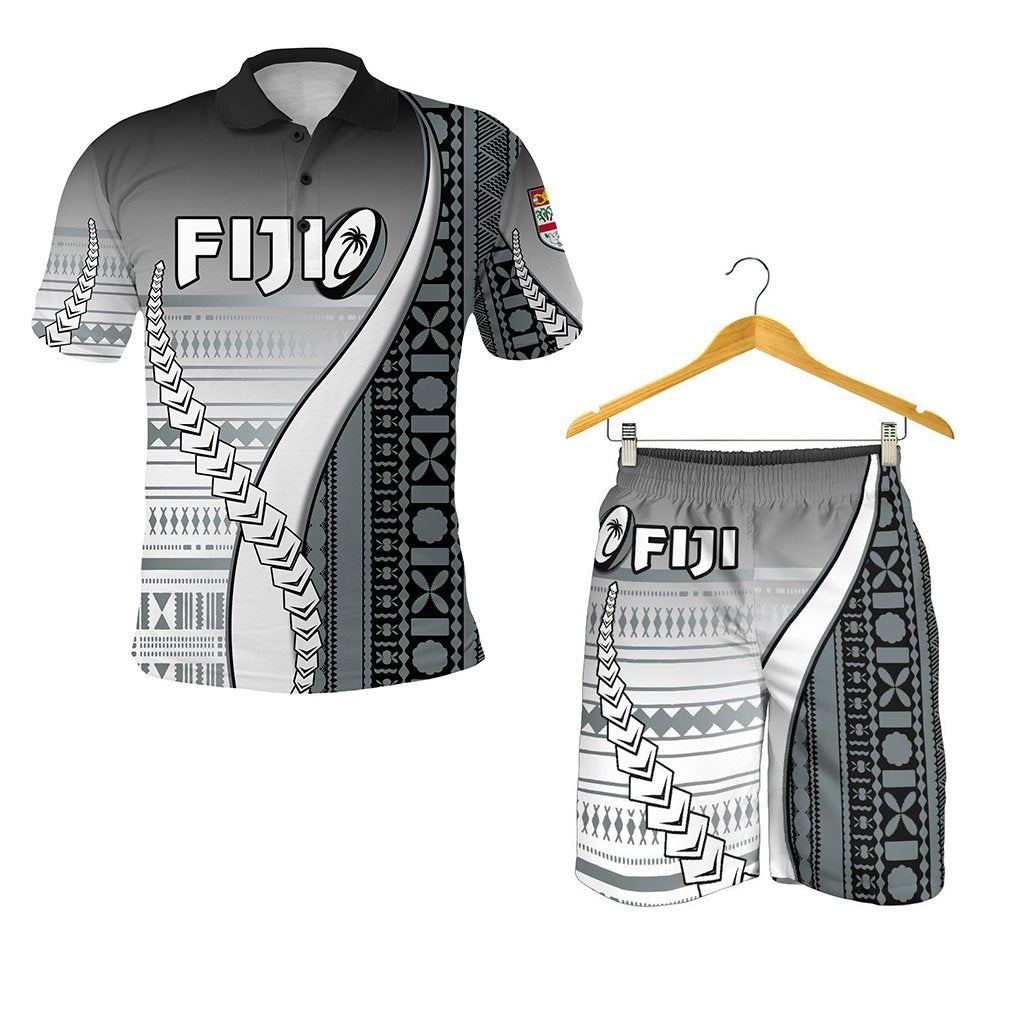 Combo Polo Shirt and Men Short Fiji Rugby Confident Polynesian Black - Polynesian Pride