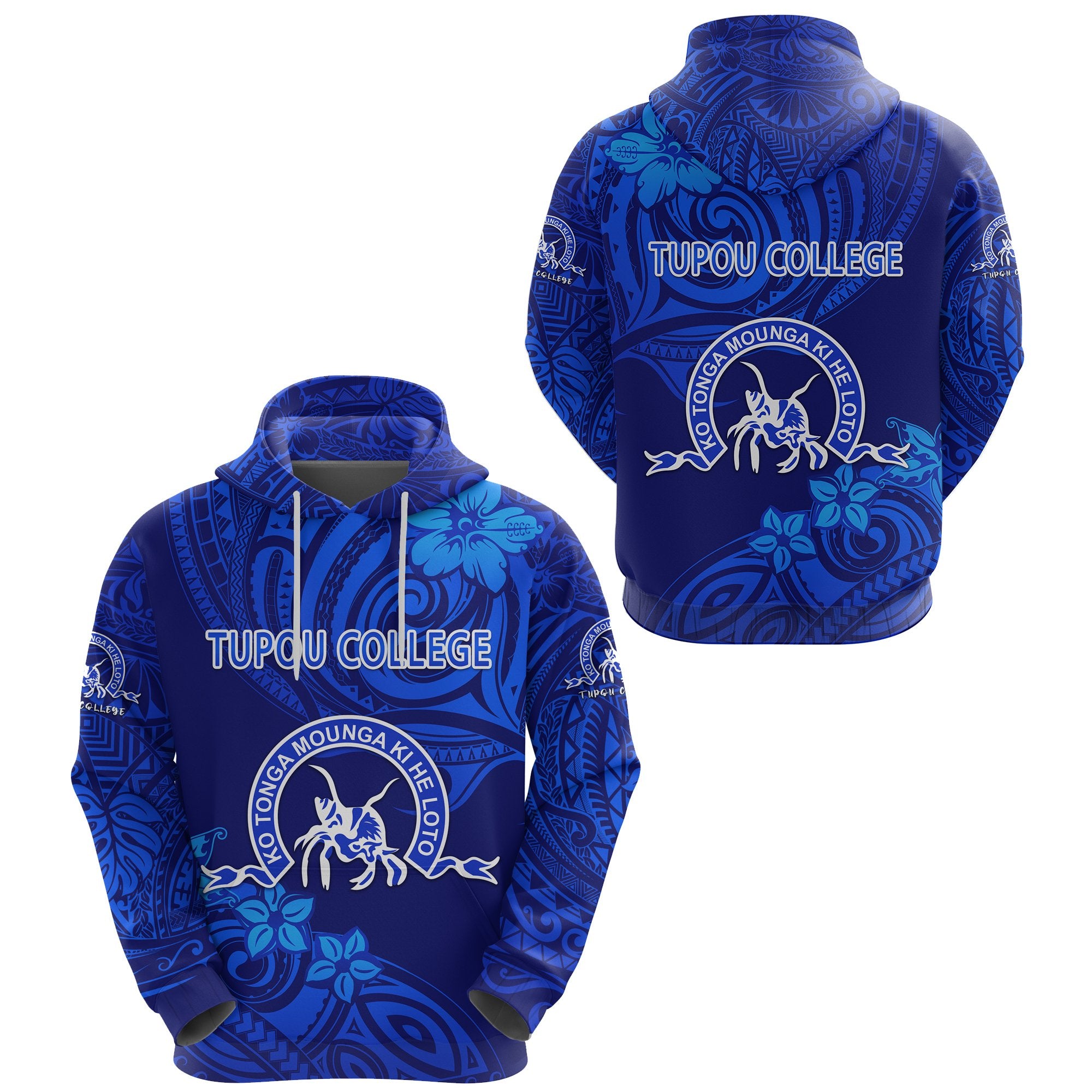 Kolisi Ko Tupou College Tonga Hoodie Unique Vibes Full Blue Unisex Blue - Polynesian Pride