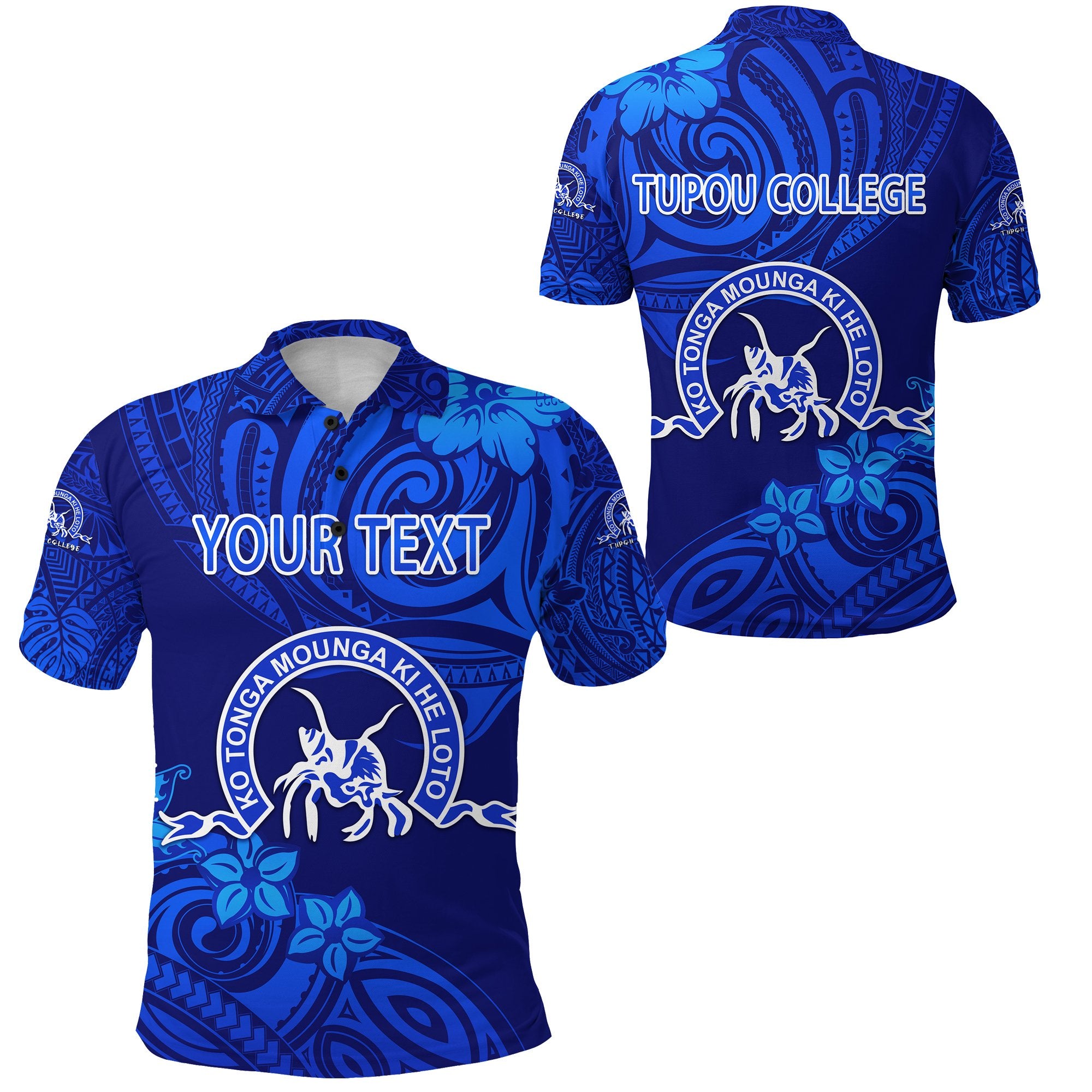 Custom Kolisi Ko Tupou College Tonga Polo Shirt Unique Vibes Full Blue Unisex Blue - Polynesian Pride