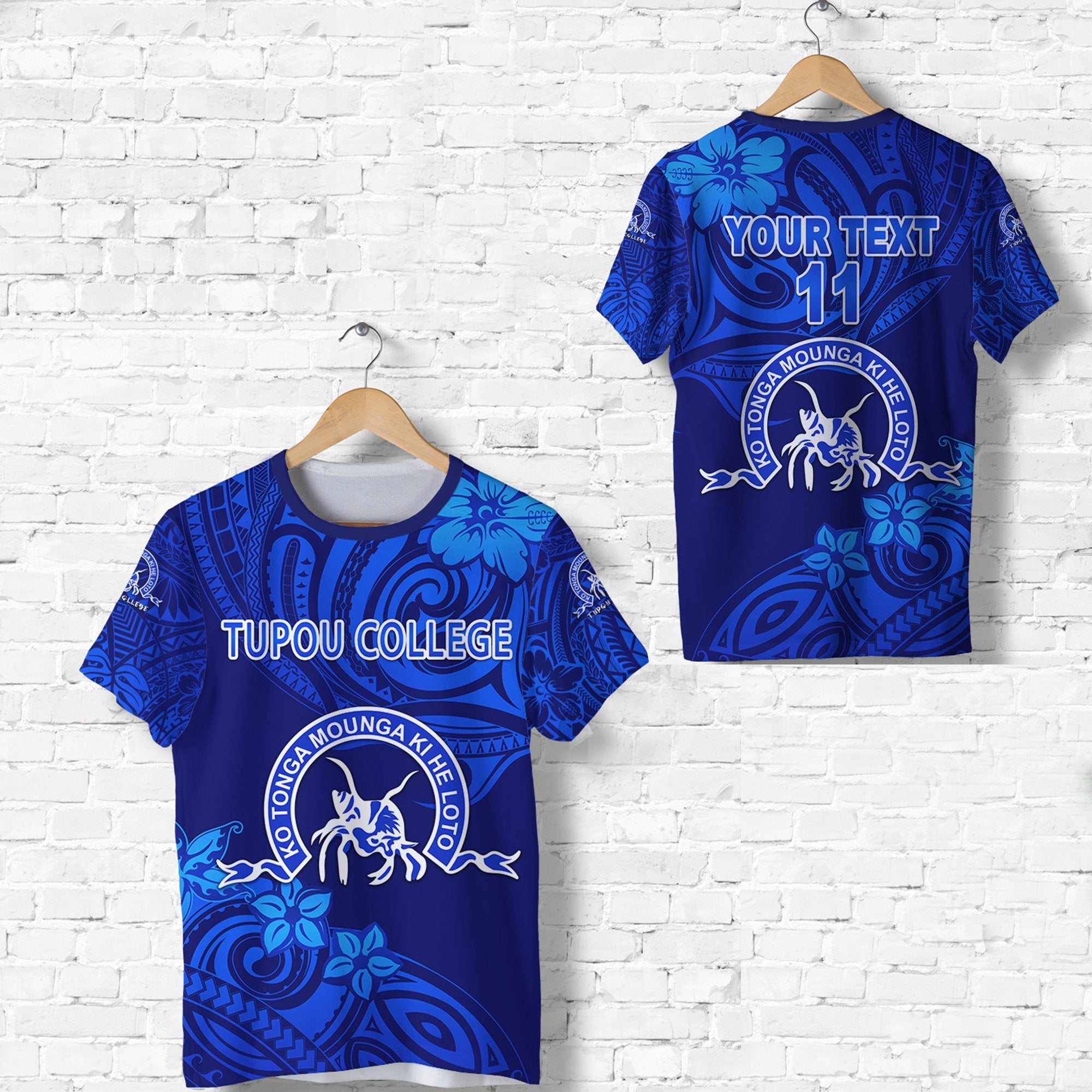 Custom Kolisi Ko Tupou College Tonga T Shirt Unique Vibes Full Blue, Custom Text and Number Unisex Blue - Polynesian Pride