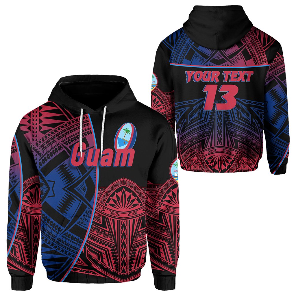 Custom Guam Rugby Hoodie Impressive Version Custom Text and Number Unisex Blue - Polynesian Pride