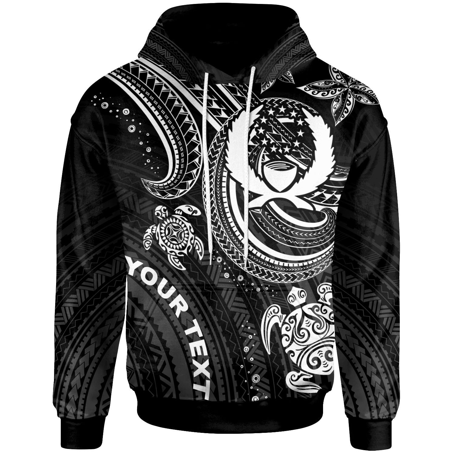 Pohnpei Custom Hoodie White Turtle Unisex White - Polynesian Pride