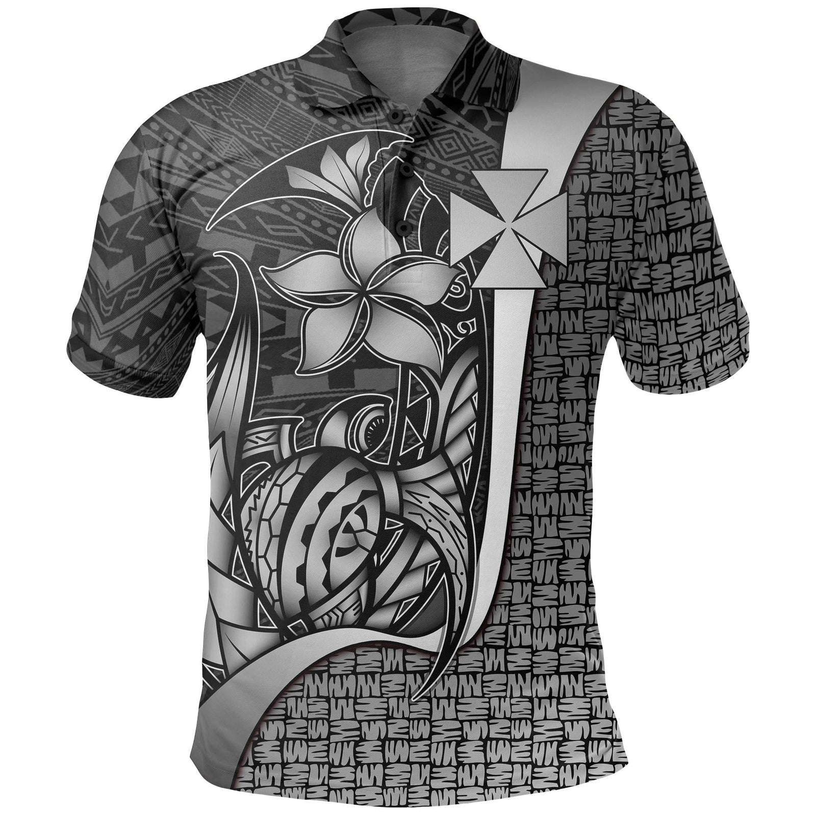 Wallis and Futuna Polo Shirt White Turtle with Hook Unisex White - Polynesian Pride