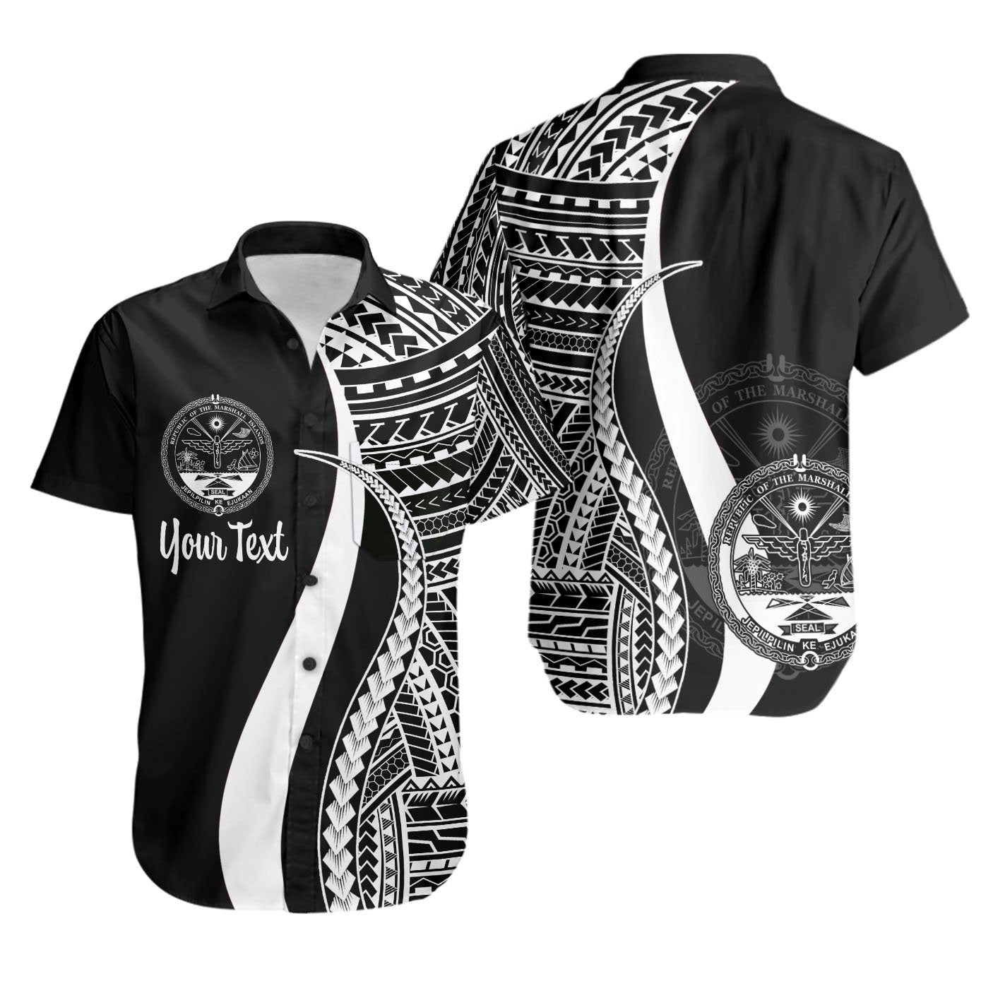 Marshall Islands Custom Personalised Short Sleeve Shirts - White Polynesian Tentacle Tribal Pattern Crest Unisex White - Polynesian Pride