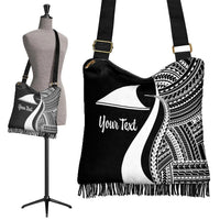 Tokelau Custom Personalised Boho Handbag - White Polynesian Tentacle Tribal Pattern - Polynesian Pride
